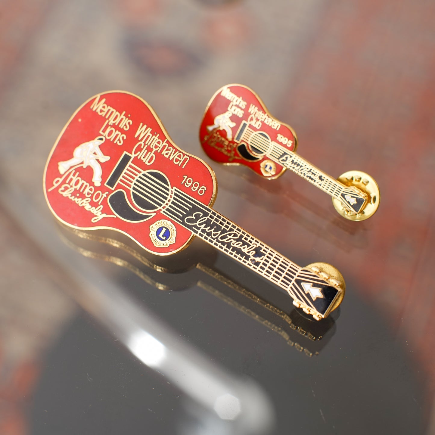 Memphis Lions Club ギター型 エルヴィス・プレスリー記念ピンバッジ#3|ギターストラップ屋が選ぶ古着&雑貨