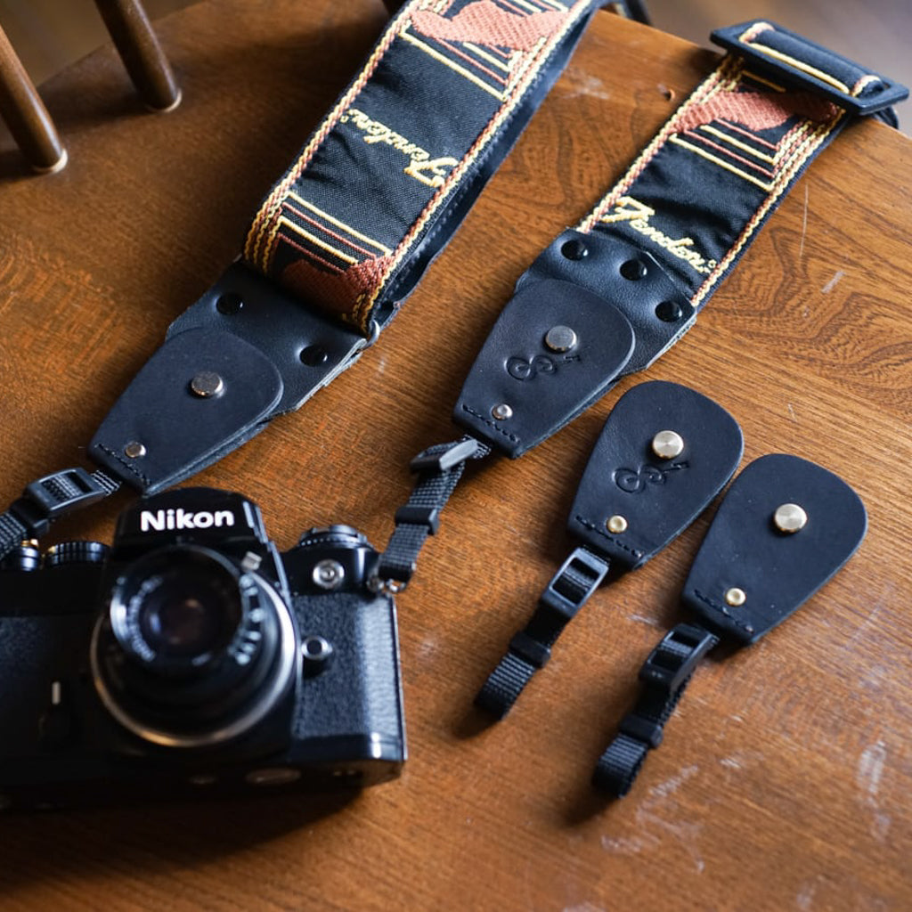 Backstage for Camera | An attachment that turns a guitar strap into a camera strap